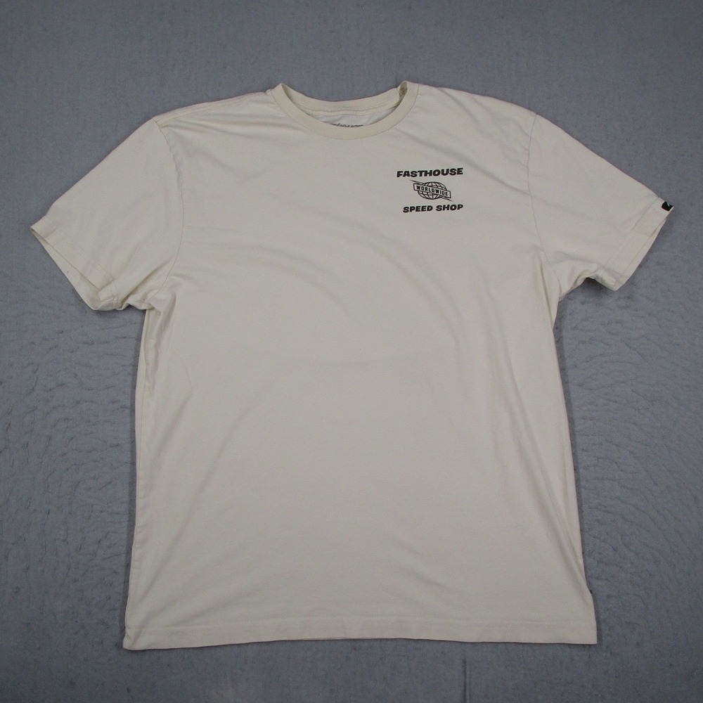 Fasthouse Speed Shop Worldwide Motocross Graphic T-Shirt Mens XL Cream Cotton